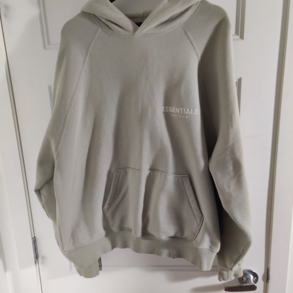 Essentials Fear of God Green Fleece Raglan Hoodie Medium - Picture 2 of 5